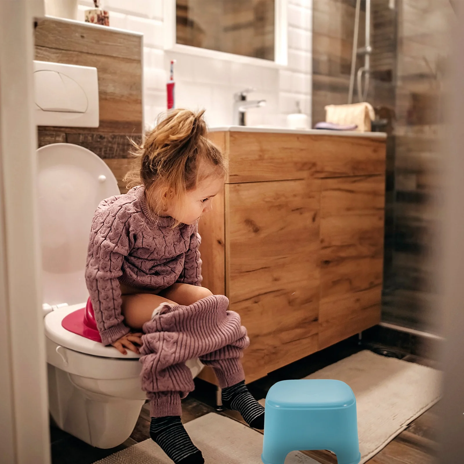 أطفال للحمام طفل خطوة البراز البلاستيك المضادة للانزلاق الأطفال البراز للاستحمام المرحاض بالوعة الأحذية تغيير الاستخدام المنزلي #1