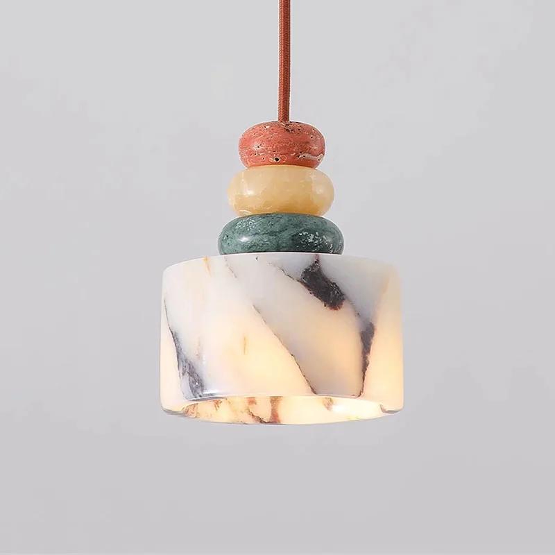 

European High-End Feeling Light Luxury Marble Home Lighting Dining Room Bedroom Bedside Led Atmosphere Small Pendant Lights