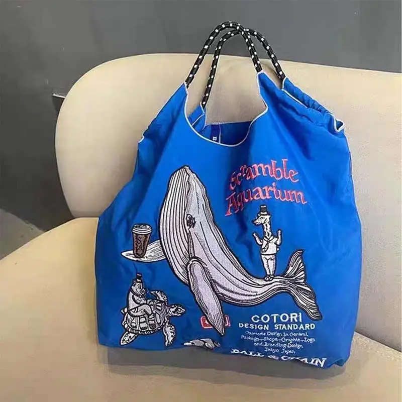 Eco-Friendly Embroidered Women's Reusable Shoulder Bag