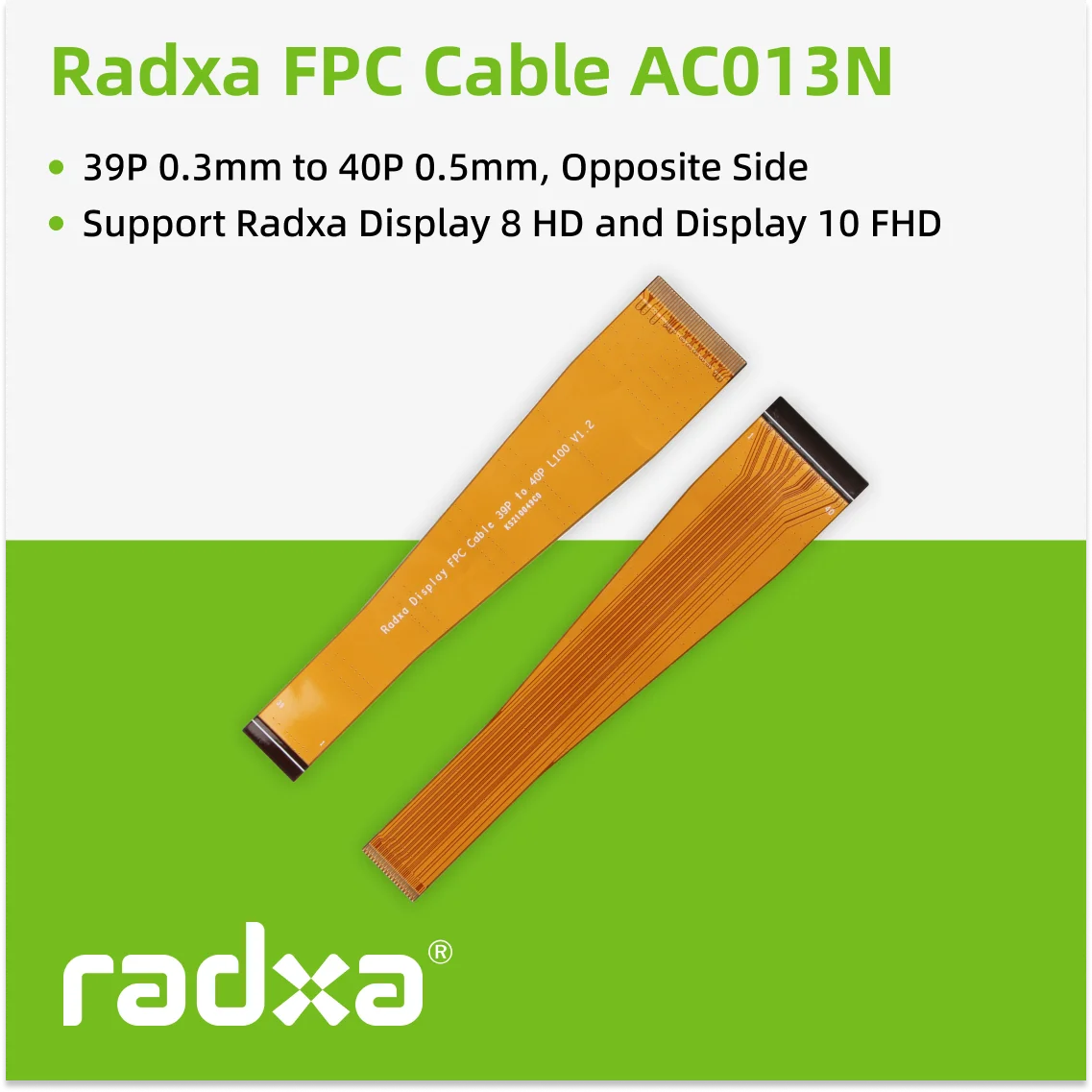 Radxa Display FPC Cable, 40P 0.5mm to 39P 0.3mm,100mm,FOR RADXA DISPLAY 8 HD/10 HD/10 FHD WORK WITH ROCK 4C+/5A/5B  Normal