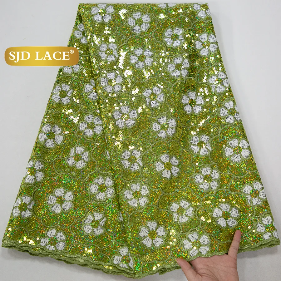 

SJD LACE Африканская бархатная кружевная ткань 2025 Высокое качество Нигерийское французское сетчатое кружево с блестками для женщин Свадебные платья Шить 4589