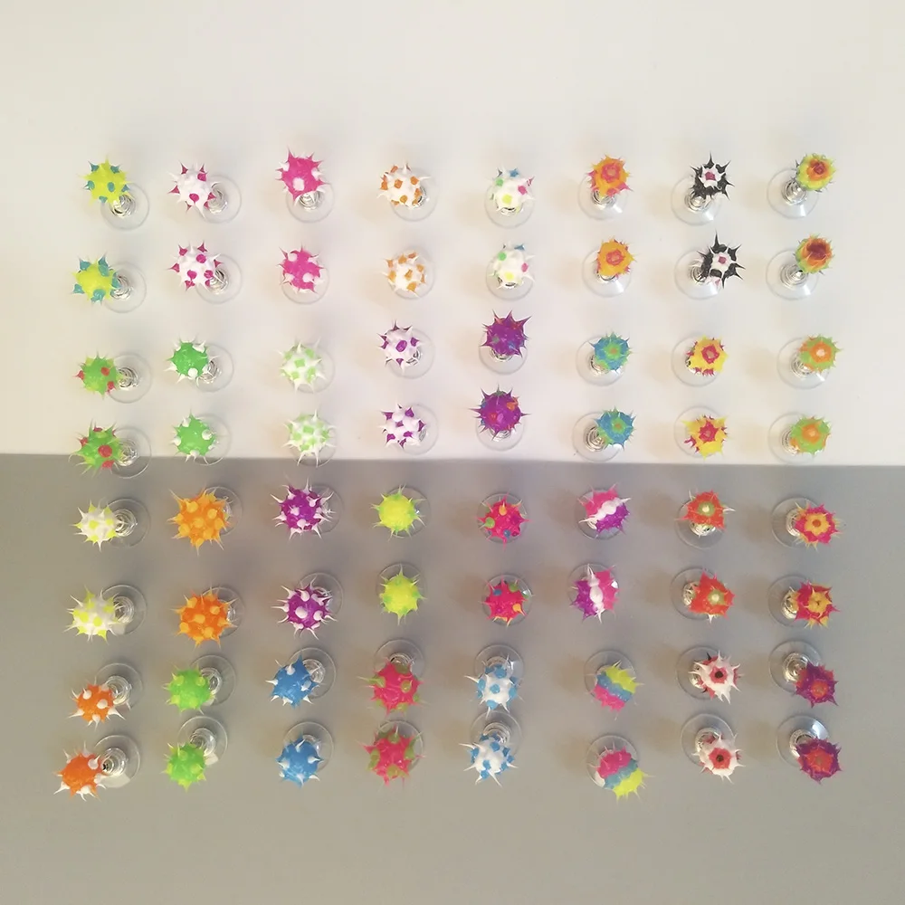 32 Patterns Japanese Korean Style Colorful Silicone Ball Earrings For Girls Teens Childlike Piercing Earrings Stud Children Gift