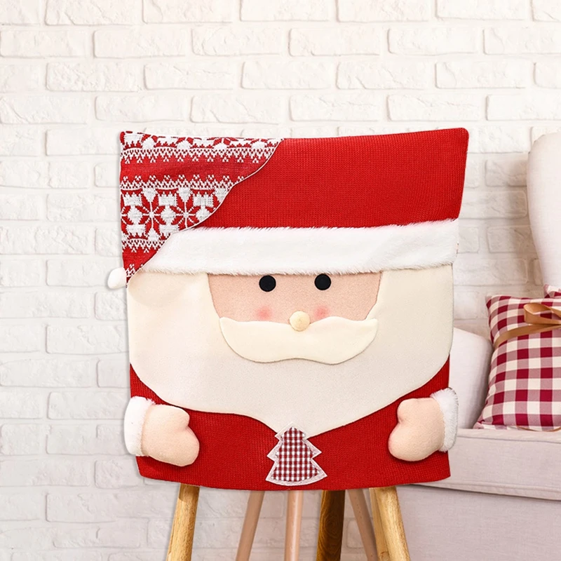 Christmas Chair Cover Cartoon Santa/Elk/Snowman Table Back Cover Decoration Holiday Items Hotel Holiday Decoration images - 6