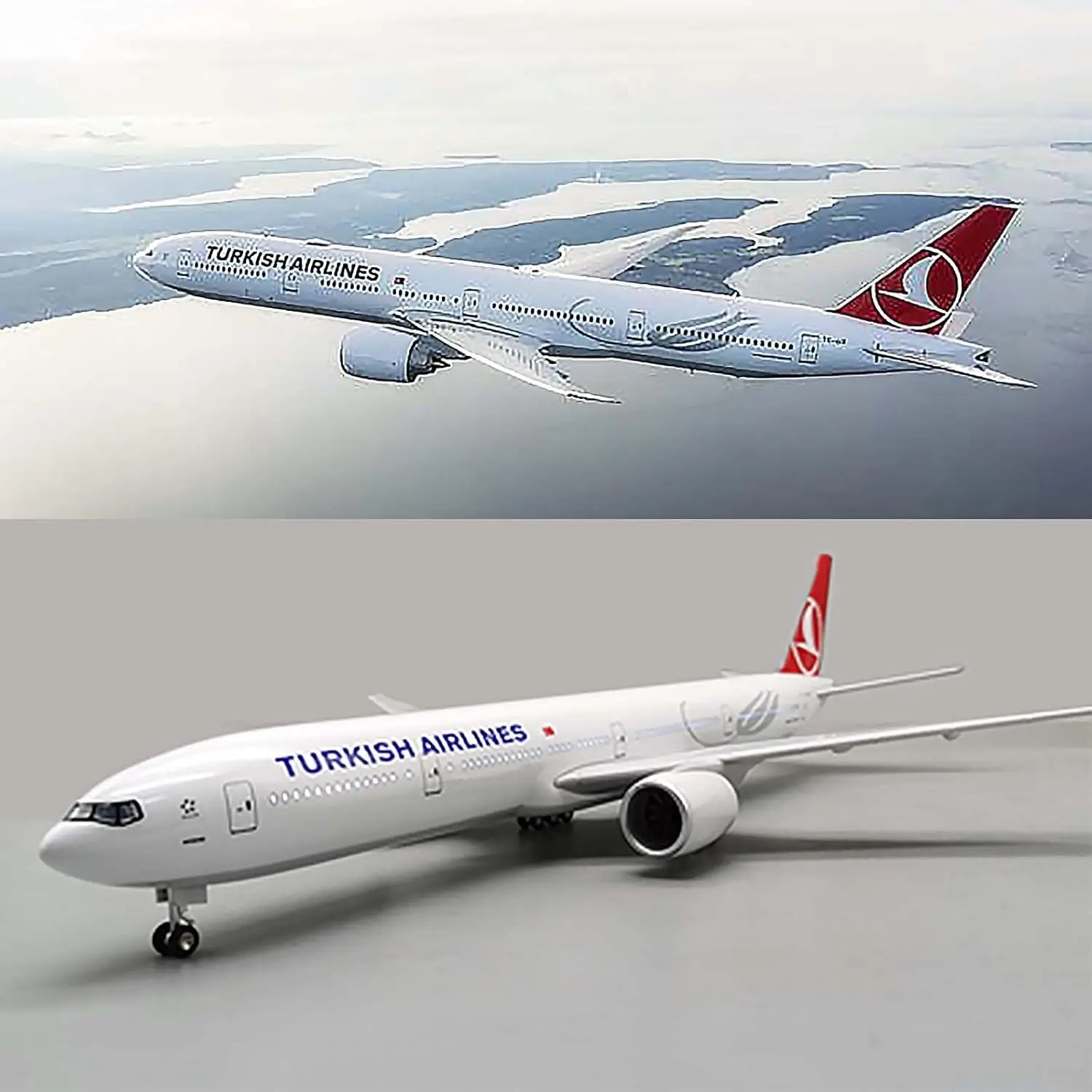 

1/157 Scale Plane B777 Turkish Airlines Aircraft Model Resin Die-Cast Airplane Simulation Toy Plane With Wheels & Lights