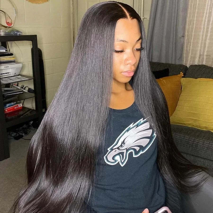 Rosa Beauty 32 Inch 13x6 Lace Front Wigs Human Hair 250 Density Straight HD Lace Front Human Hair Wig Glueless Wigs Human Hair Pre Plucked 13x4 Straight Frontal Wig for Women Natural Color