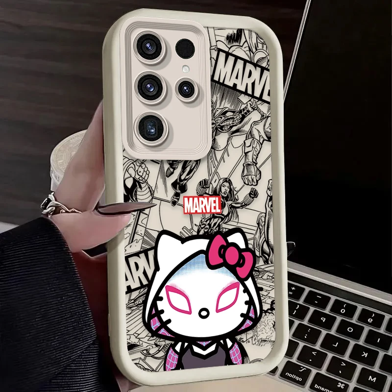 Funda Marvel Spider Man Hello Kitty para Samsung Galaxy S24 S25 S23 Ultra S22 S21 Plus FE A36 A56 A26 A16 A06 A15 A25 A35 A55 5G