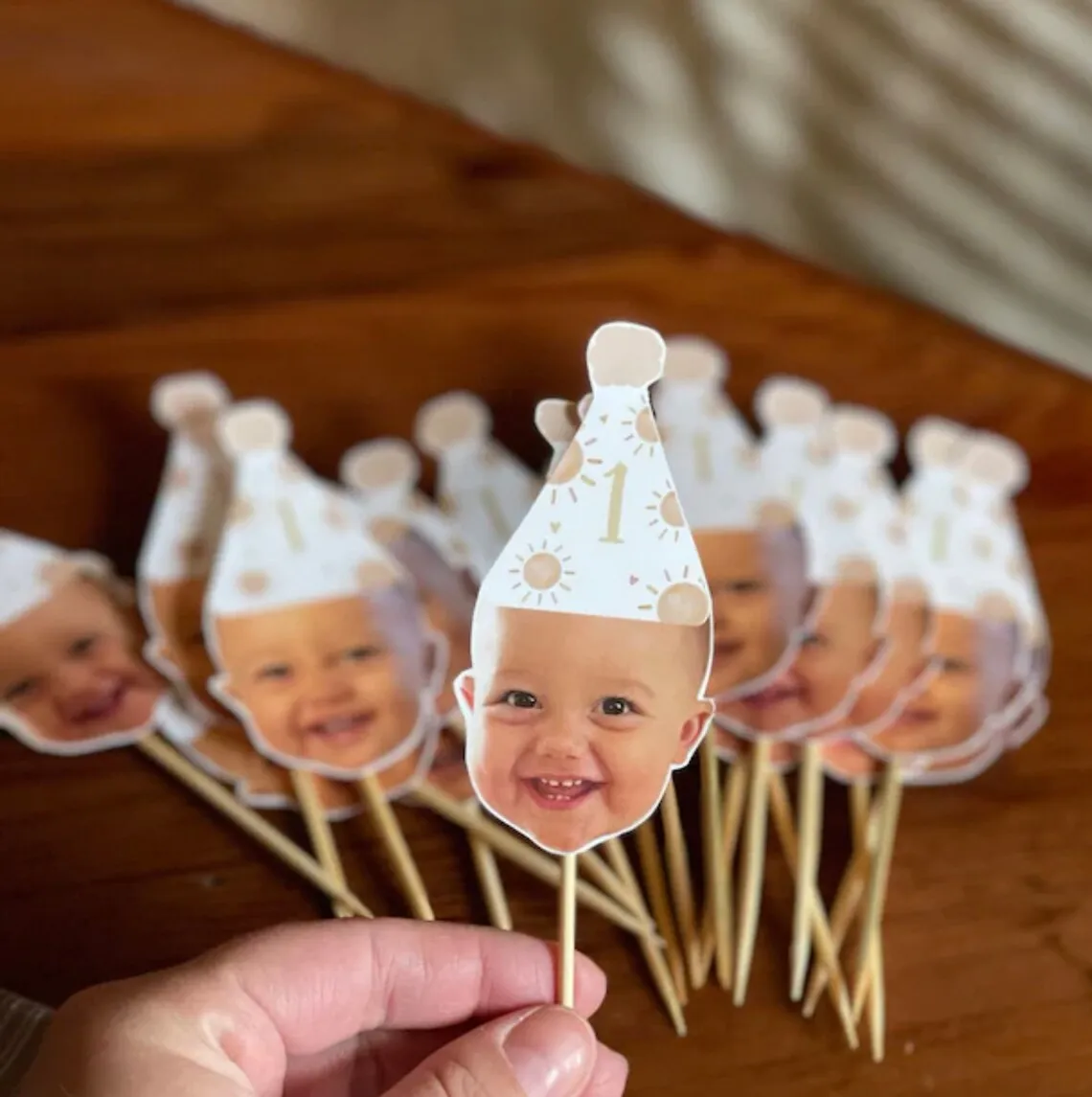 12pcs First Trip Around the Sun Cupcake Toppers, Boho Sunshine Birthday Cupcake Toppers, Sun Themed Birthday Toppers