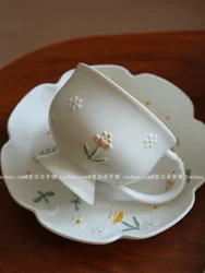 Mugs Relief Daisy New Ceramics Breakfast Yogurt Oats Household Serving Plate Dessert Spaghetti Rice Bowl Simple