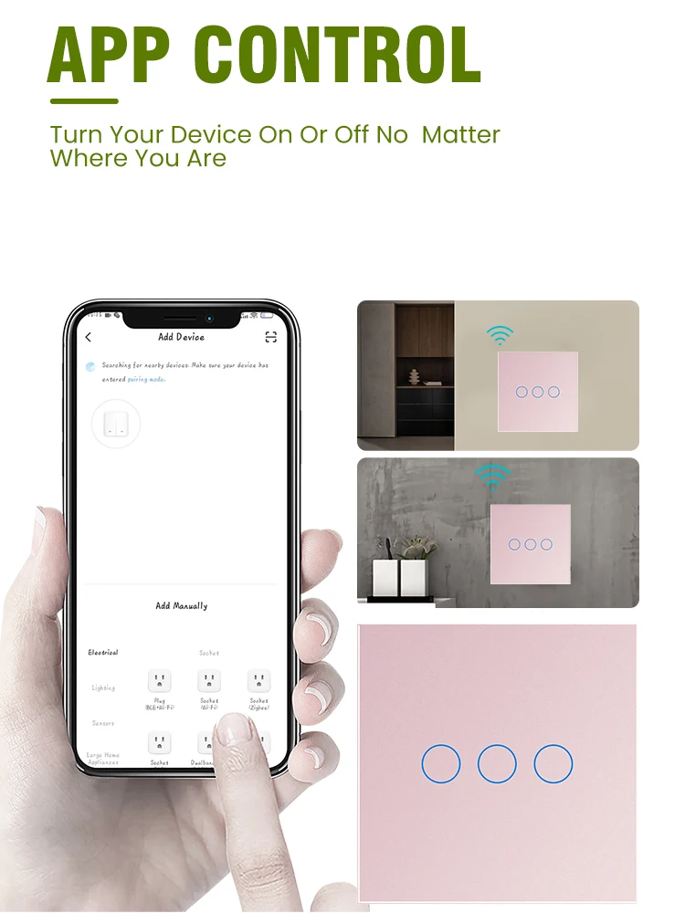 LOGEN Tuya WiFi Smart Pink and Blue Switch EU Need Neutral Wire 1/2/3 Gang Light Touch Switch Work with Alexa Google Home Alice