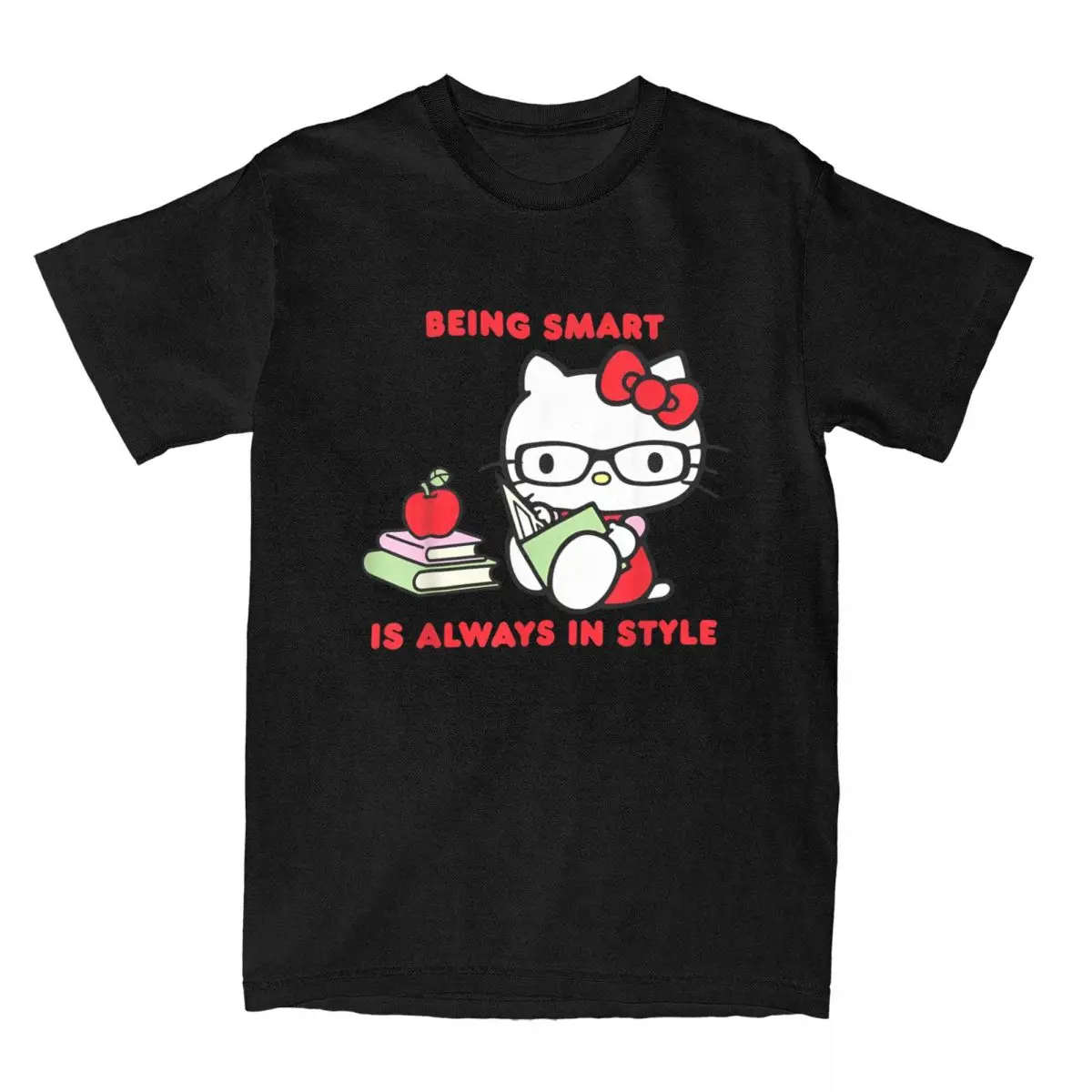 Streetwear T Shirt Hello Kitty Being Smart Is Always In Style Books Cotton T-Shirts Tshirt for Man Short Sleeve Top Tees