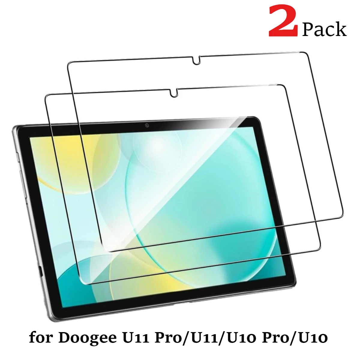 

2 Pack Tempered Glass Protectors for Doogee U10 U11 Pro Tablet Screen Protector Anti-Scratch HD Clarity Film 0.33mm Thickness