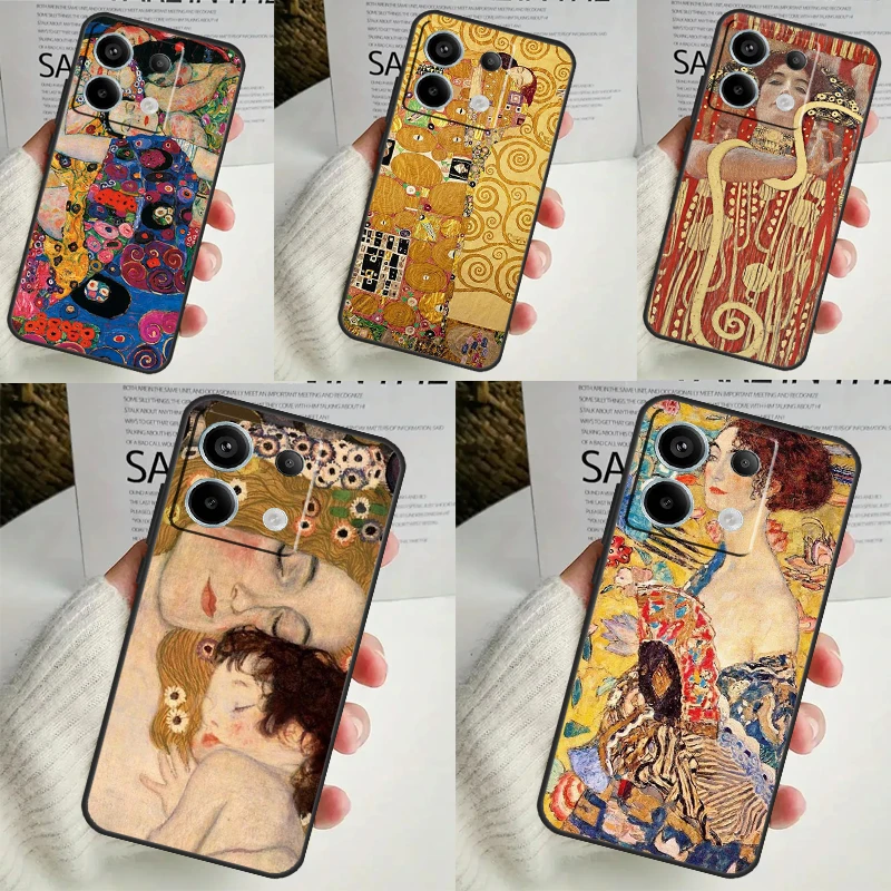 The Kiss Gustav Klimt Painting Case For Xiaomi Redmi Note 13 12 11 8 9 10 Pro Note 12S 11S 10S Redmi 12 10C 12C 13C Cover