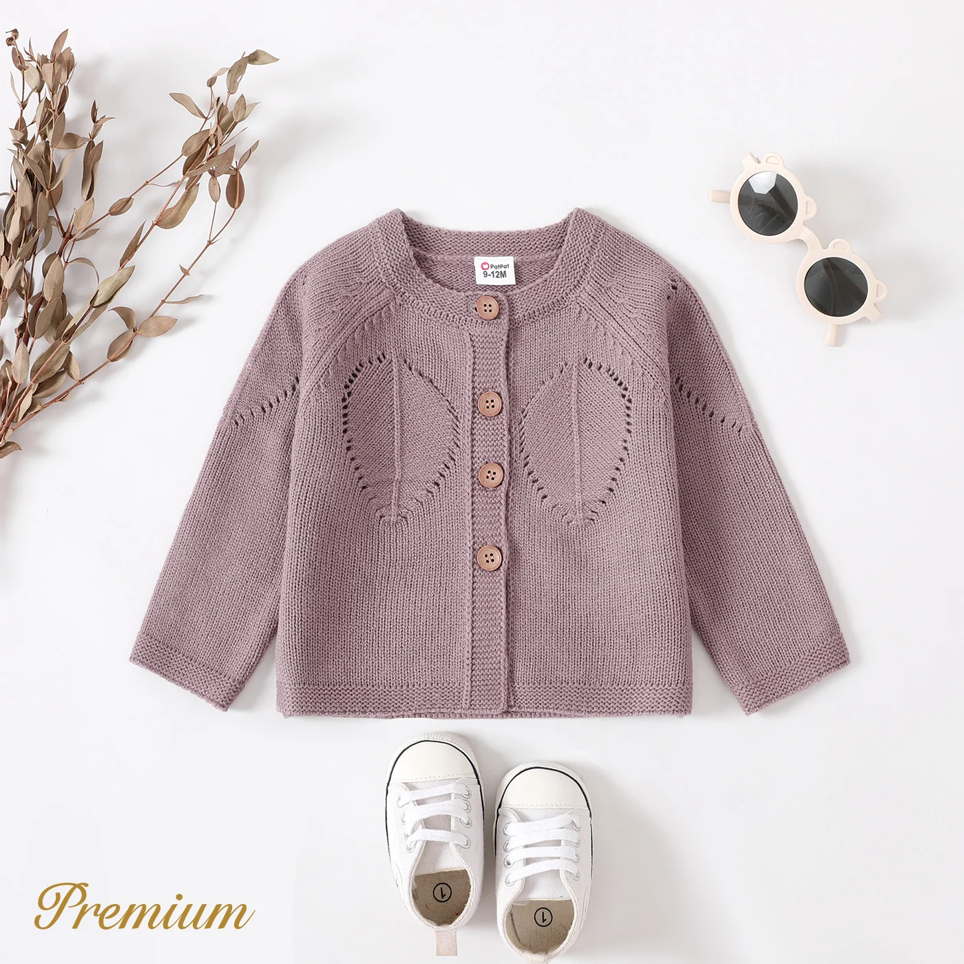 PatPat Toddler Girl Button Placket Textured Knit Sweater