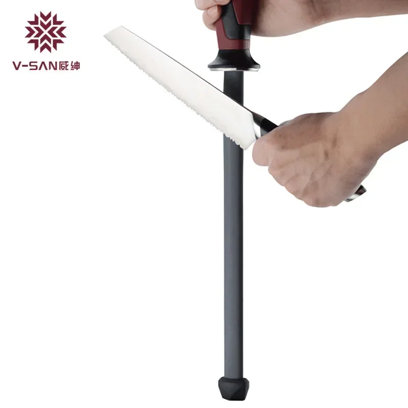 Taidea TV1703 12 Inch Professional Kitchen Tools Ceramic Diamond Stick Rod Butcher Knife Sharpener