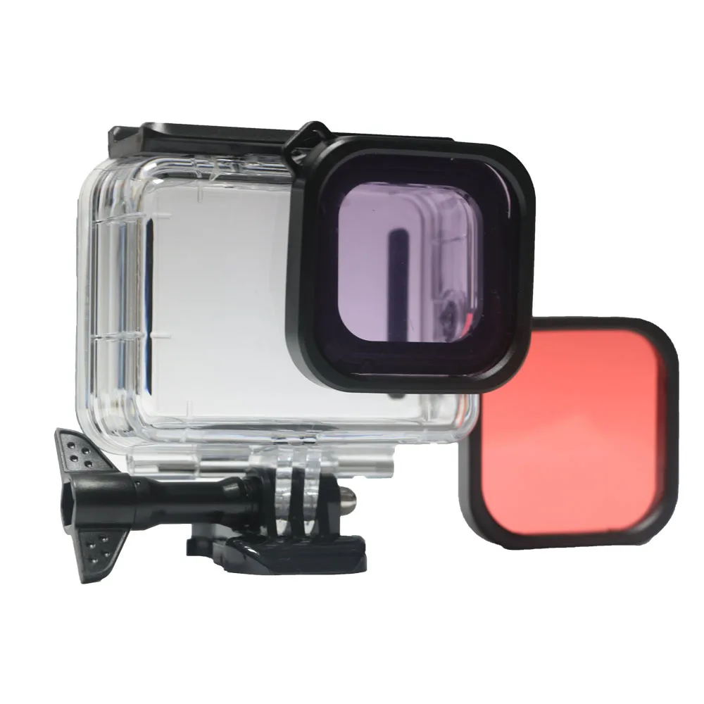 Caixa impermeável para GoPro, caixa protetora de mergulho, vermelho, rosa, filtro original, apto para Hero 9, 10, 11, 12, 45m