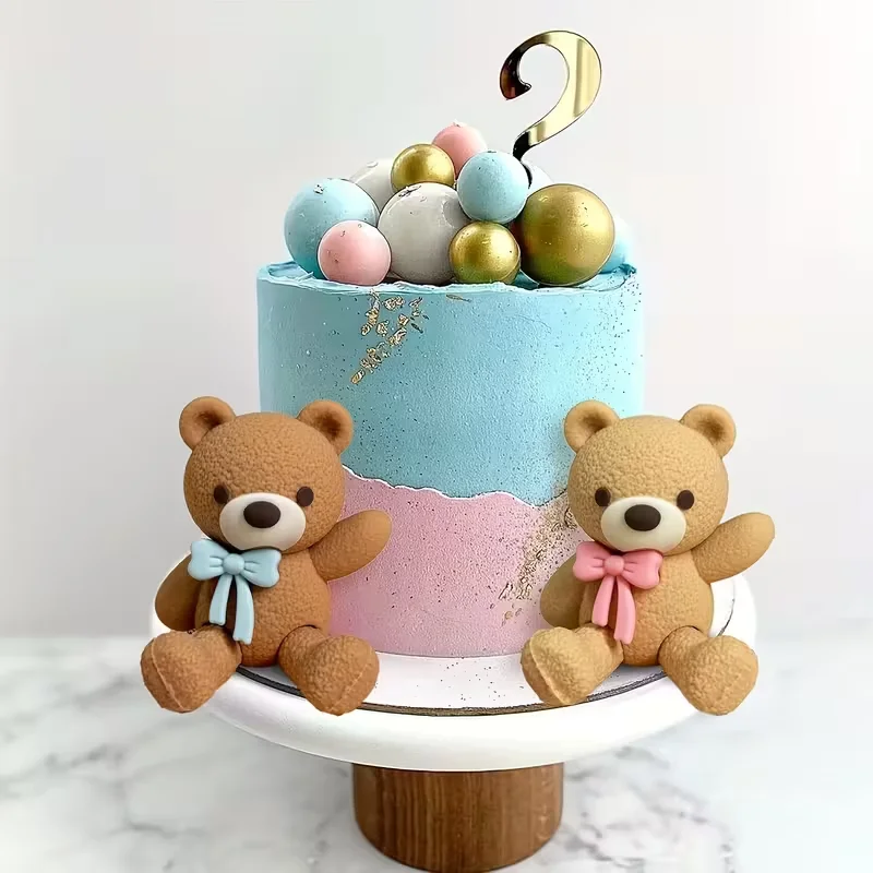 22pcs Gender Reveal Cake Toppers Teddy Bear Ball Cake Decoration Gender Reveal Kids Birthday Party Decor Supplies Baby Shower - view 6