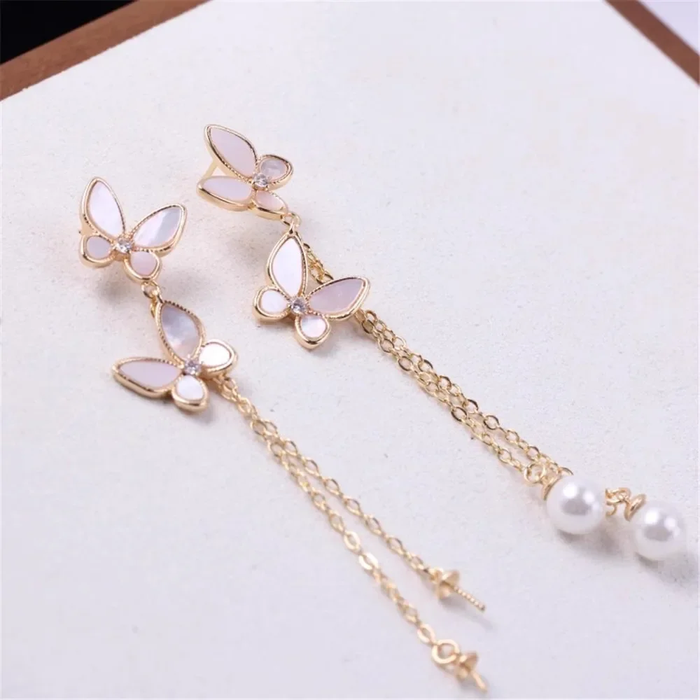 19 Style Pearl Stud Earrings Setting Base 14K Gold Simple Fashion Temperament Handmade Diy Jewelry Making Findings&Components