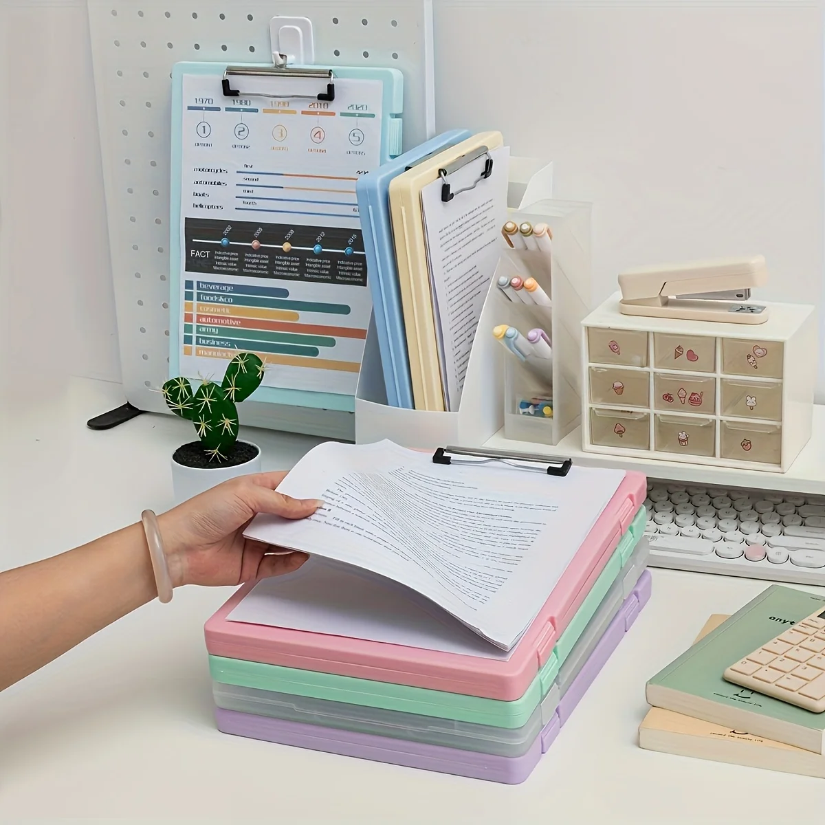 

2-in-1 A4 Scrapbook & File Organizer - Durable PP Material with Writing Board, Multi-Functional Folder for Student, Office