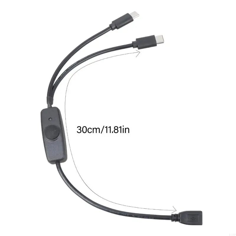 E1PF USB 5pin da femmina a 2xtype C Cavo alimentazione maschio con chiave commutazione per i telefoni giocattolo