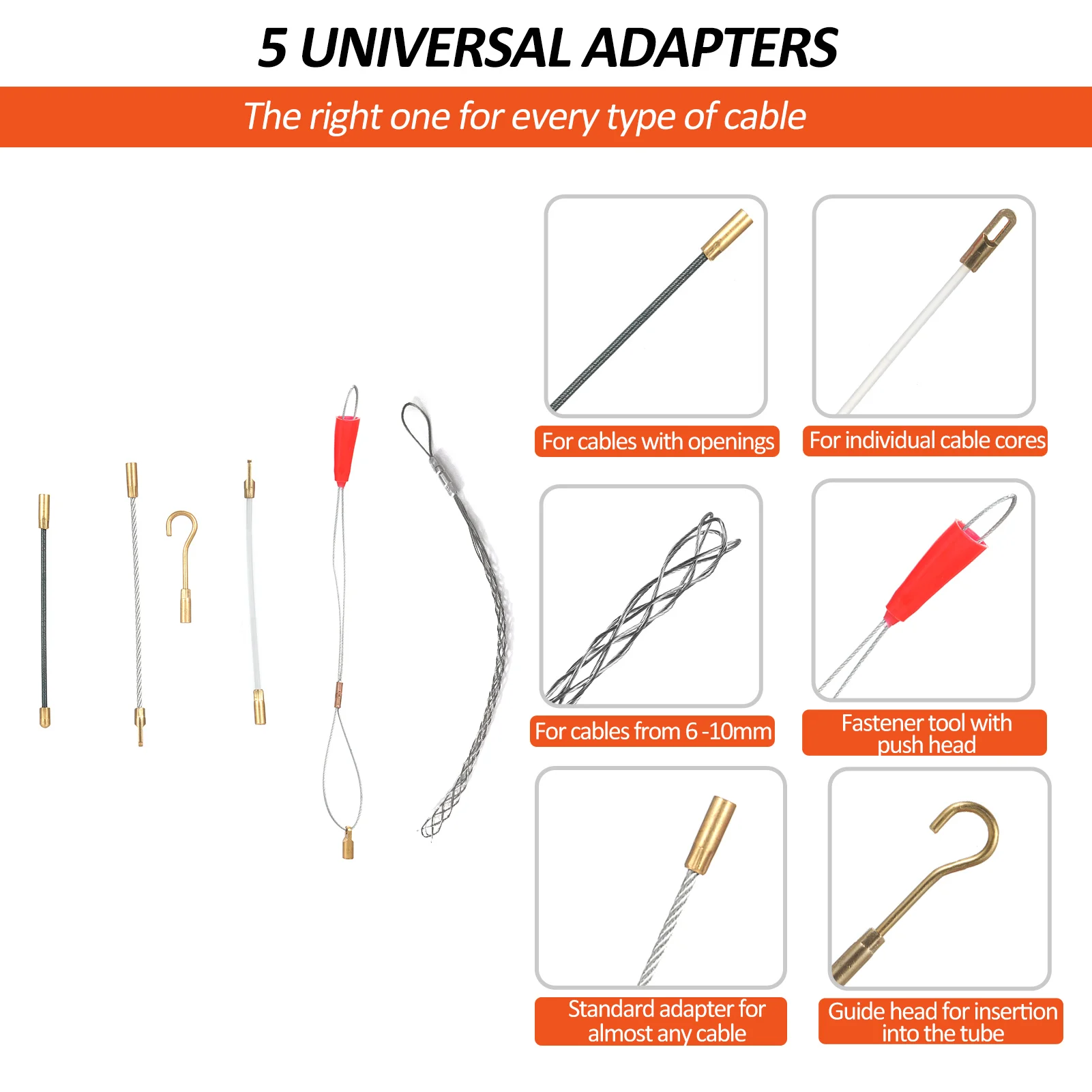Extrator de fio elétrico 100ft poliéster fita de peixe elétrica extrator de fio de fita de peixe com caso de alto impacto cabo retrátil ajuda