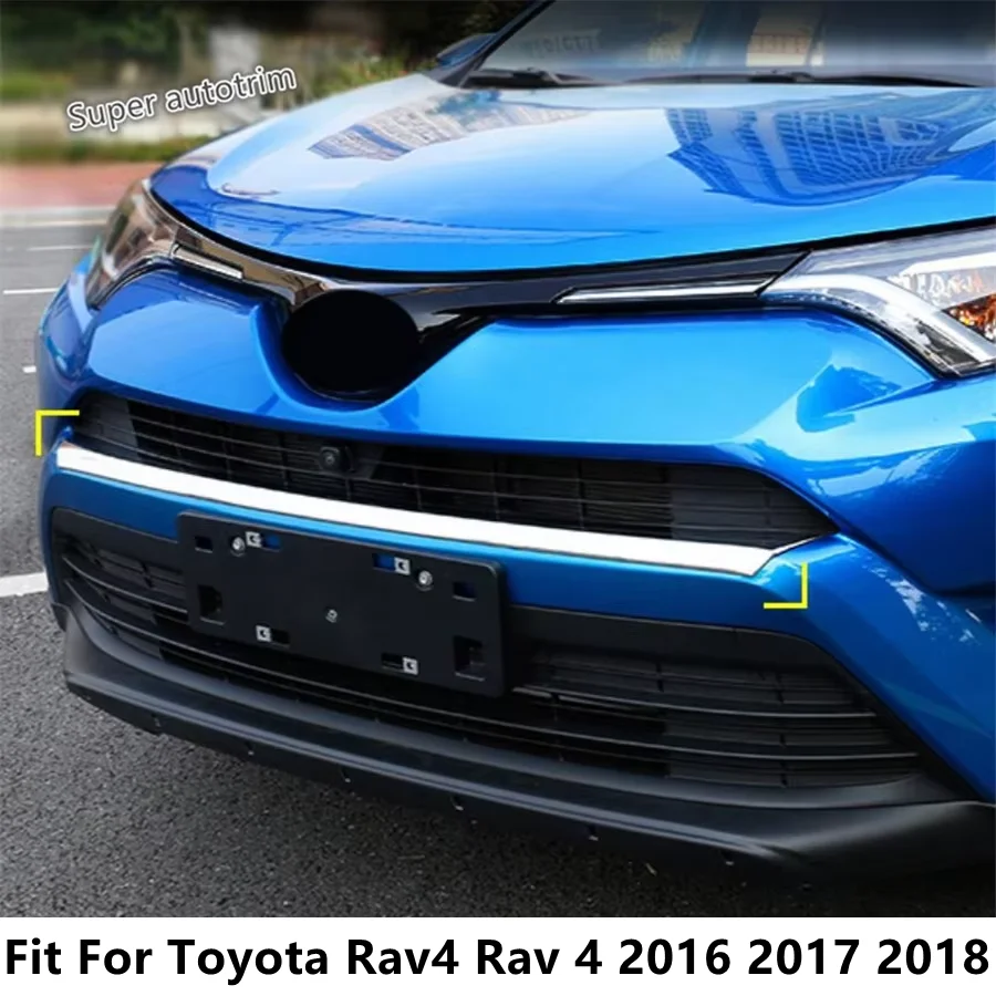 

Car Front Bumper Middle Grille Strip Decoration Protection Cover Trim For Toyota RAV4 RAV 4 2016 - 2018 ABS Chrome Accessories