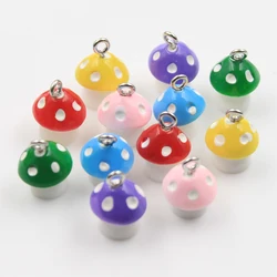 10pcs Charms Colorful Cute 3D Mushroom Resin Pendant for Necklace Bracelet Earring Keychain DIY Jewelry Craft Making Accessories
