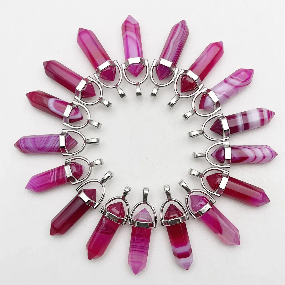 

12pc wholesale new fashion natural gem stone Rose Stripe agate Pendant necklace making Jewelry Pendulum accessories Good quality