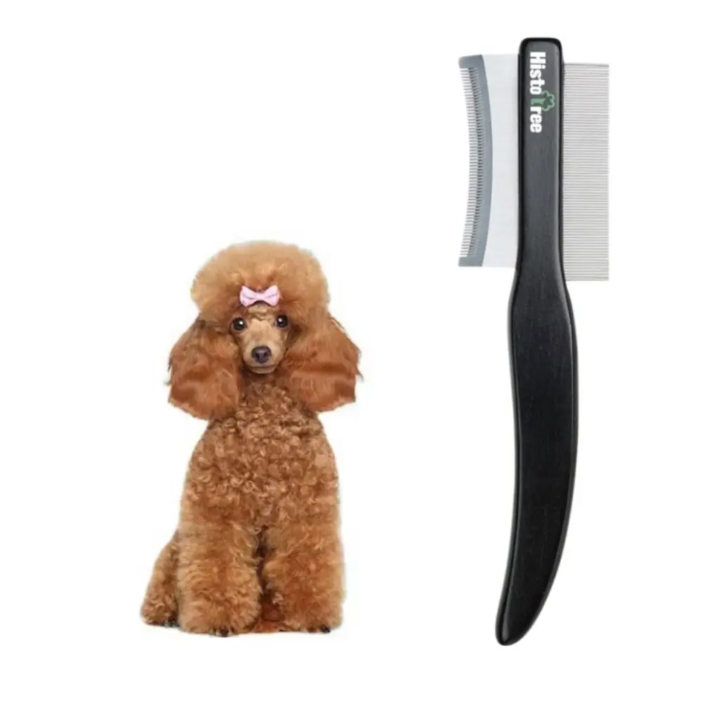 Double-sided Cat Remove Fleas Comb Wooden Handle Stainless Steel Pet Facial Cleaning Brush Dense Teeth Pet Grooming Comb