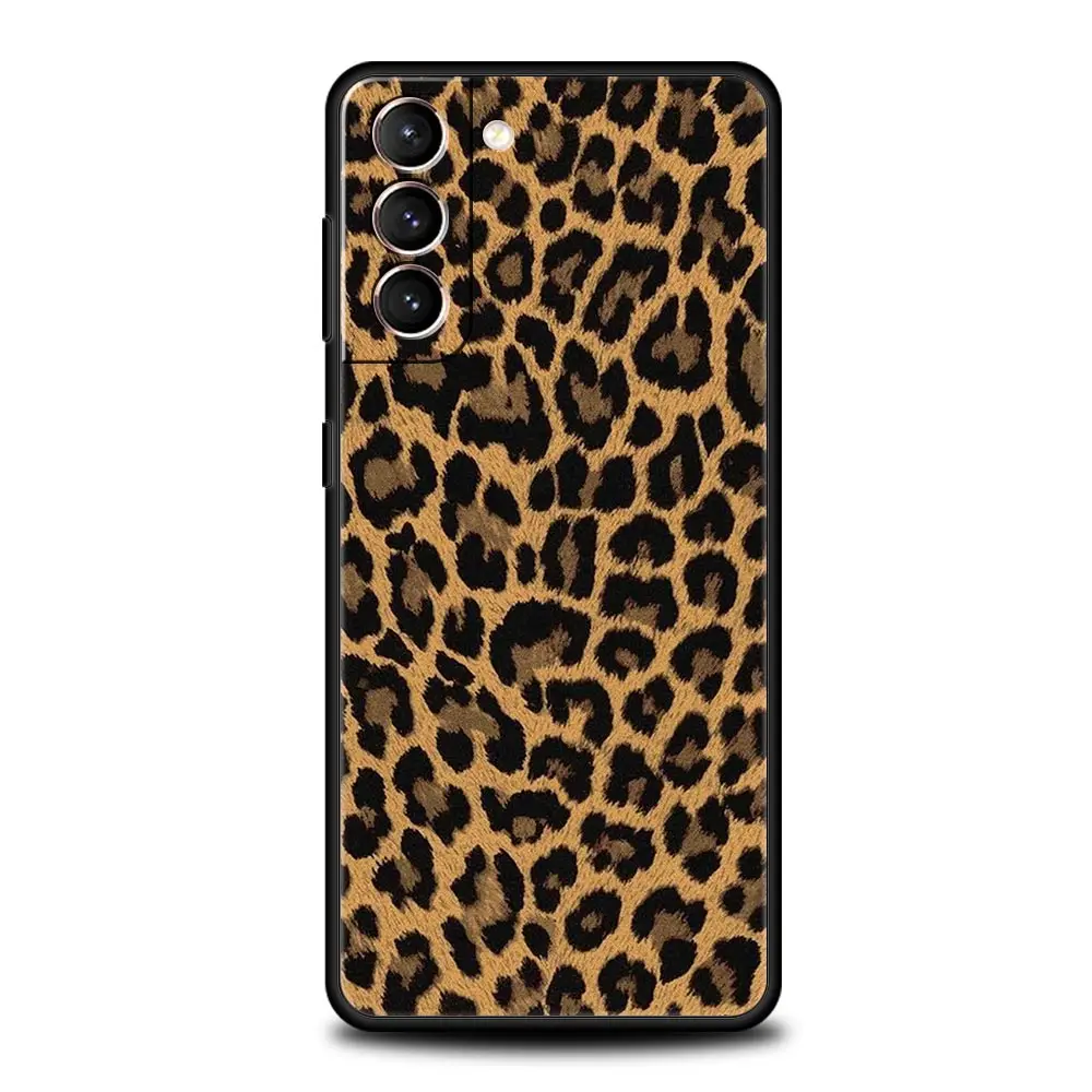 Phone Case For Samsung Galaxy S24 S23 S22 Ultra S20 S21 FE 5G S10 S9 Plus S10E S8 S7 Edge Silicone Cover Leopard Cheetah print