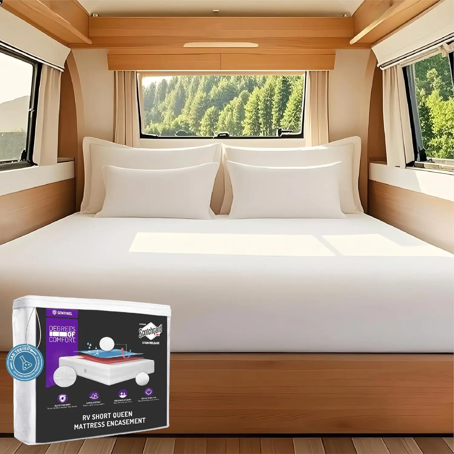 

Rv Short Queen Mattr Encasement (60X75 H) - 6-Sided Zippered Water-Resistant Cover, Moisture-Proof, Bed Bug Proof Protector