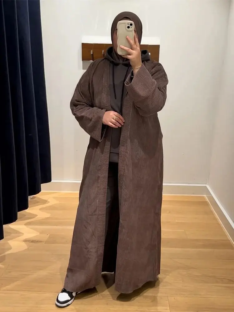 Ramadan Winter Open Kimono Abaya Dubai Turkey Islam Kebaya Muslim Dress Abayas For Women Caftan Marocain Robe Femme Musulmane