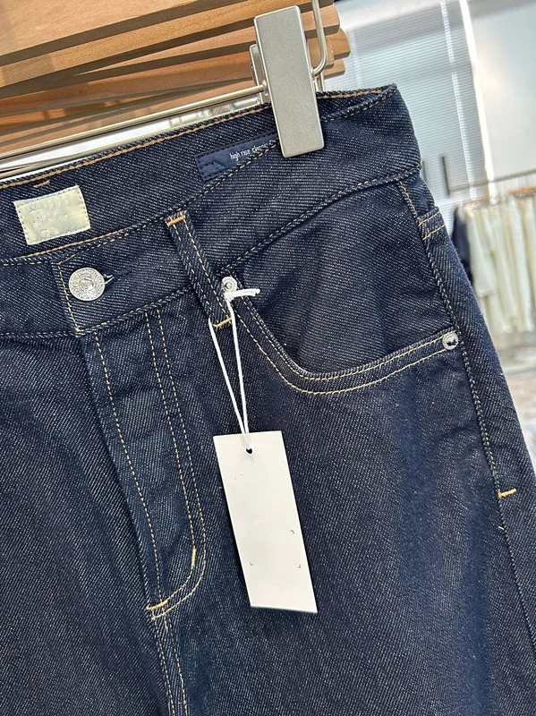 제니&데이브 패션 여성 청바지 여성 데님 바지 여성 의류 하이웨이스트 네이비 색바램 방지 여성 스트레이트 진