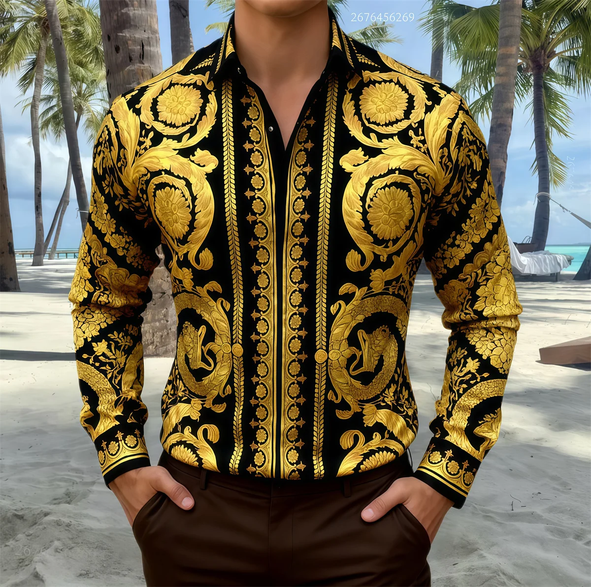 Camisa de lujo de 14 colores para hombre, camisa clásica de manga larga de negocios de alta gama, camisa estampada de alta definición, envío rápido.
