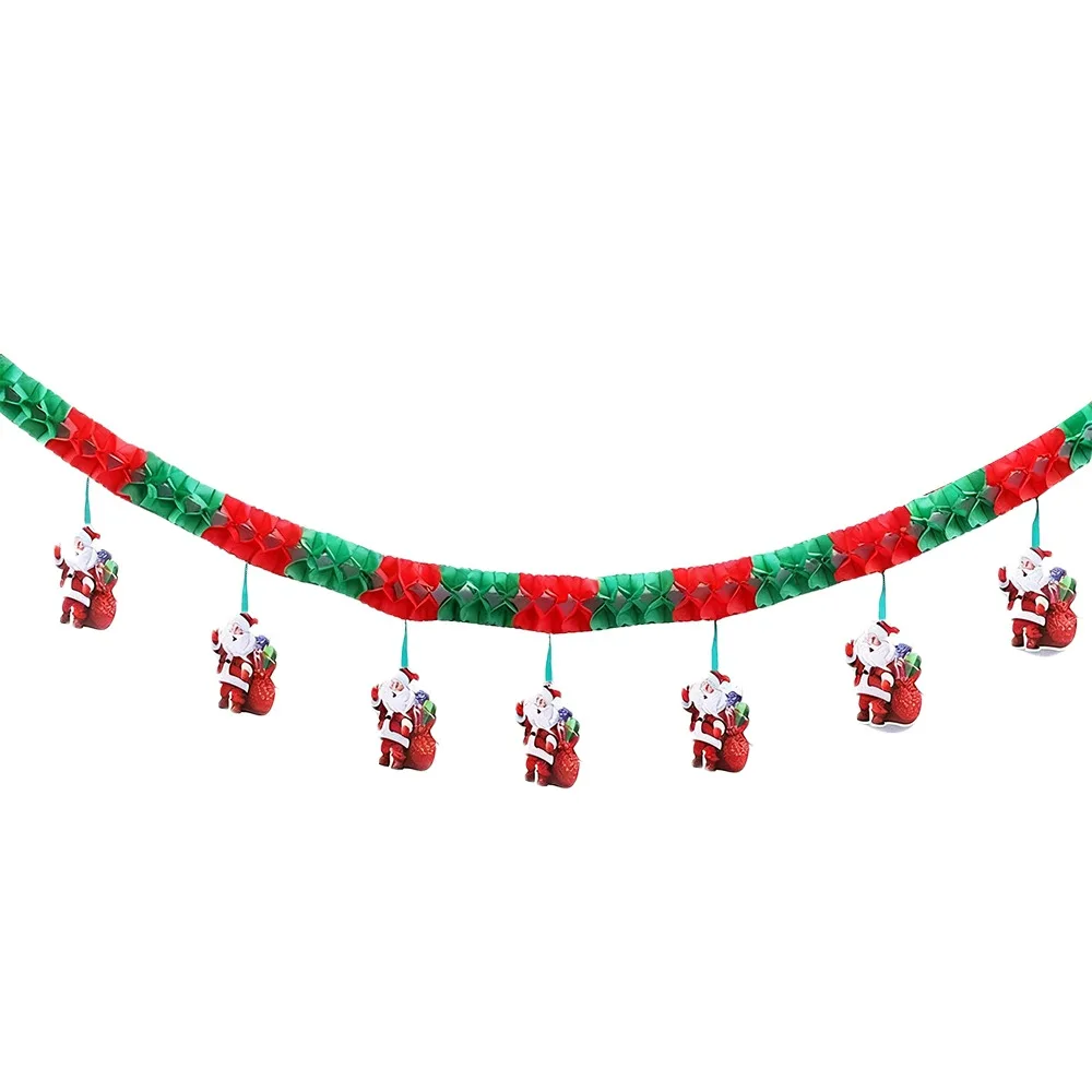 

Creative 3 Meters Santa Claus Banner Cartoon Santa Claus Christmas Tree Garland Happy New Year Cute Home Snowman Flag