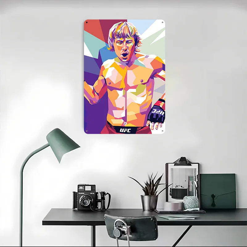 UFC مقاتلة البوب الفن علامة معدنية الملاكمة جدار الفن الملصقات على الجدار عناصر الديكور خمر ريترو تين علامات للديكور المنزل #4