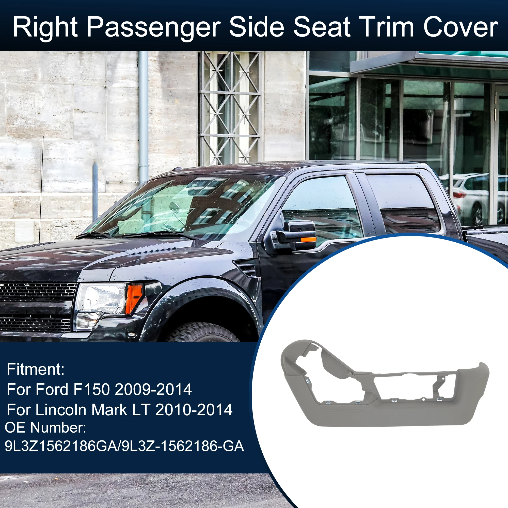 

UXCELL Passenger Side Seat Trim Cover Fit for Ford F-150 09-14 for Lincoln Mark LT 10-14 Seat Track Cover Taupe