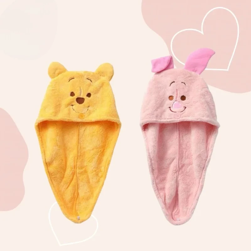 

Pooh Bear Hair Towel Kawaii Piglet Winnie Quick Dry Hat Super Absorbent Cap Bath Wrap Wipe Towels Kids Girl Women Gifts