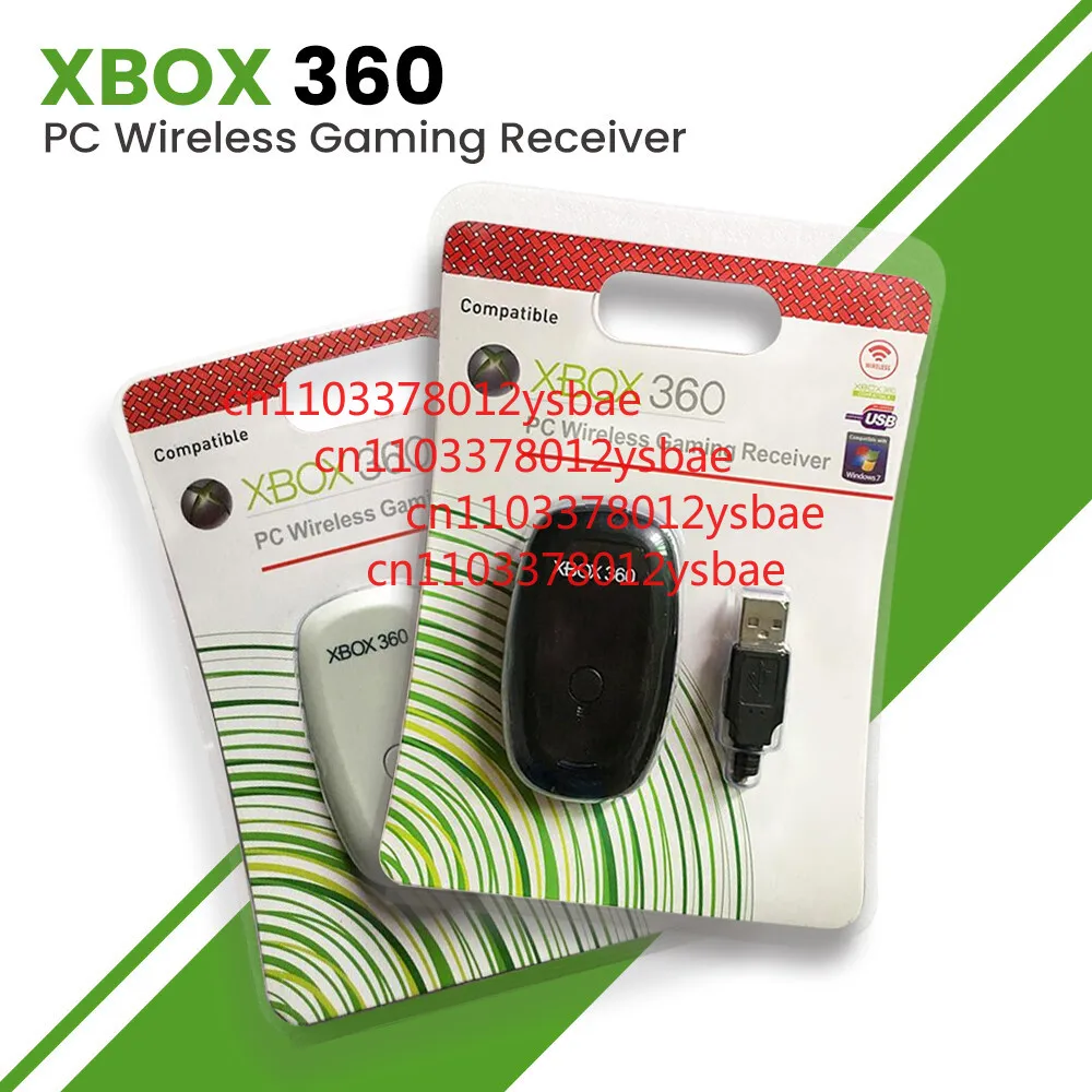 محول استقبال ألعاب وحدة التحكم اللاسلكية للكمبيوتر الشخصي لجهاز Microsoft XBOX 360-أسود/أبيض #1