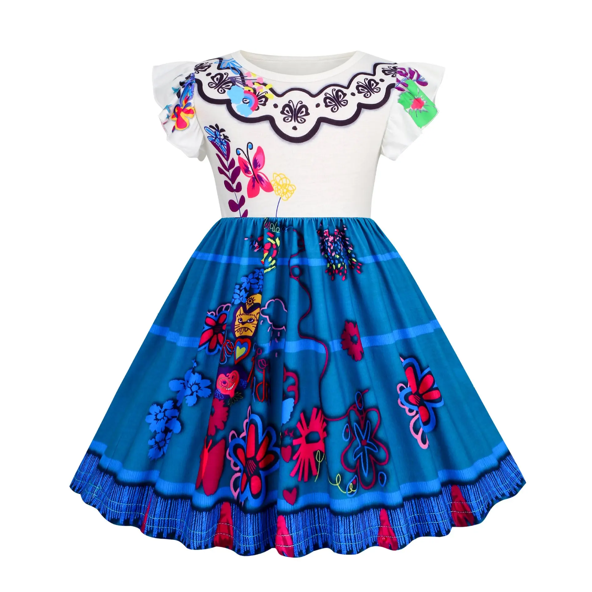 Girls Encanto Charm Dresses Carnival Halloween Children Mirabel Dress Birthday Party Princess Costume Kids Prom Gowns