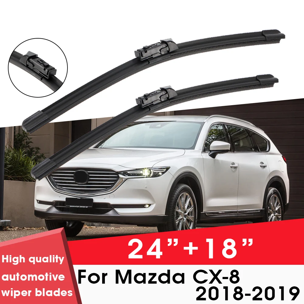 

Car Wiper Blade Blades For Mazda CX-8 2018-2019 24"+18" Windshield Windscreen Clean Rubber Silicon Cars Wipers Accessories