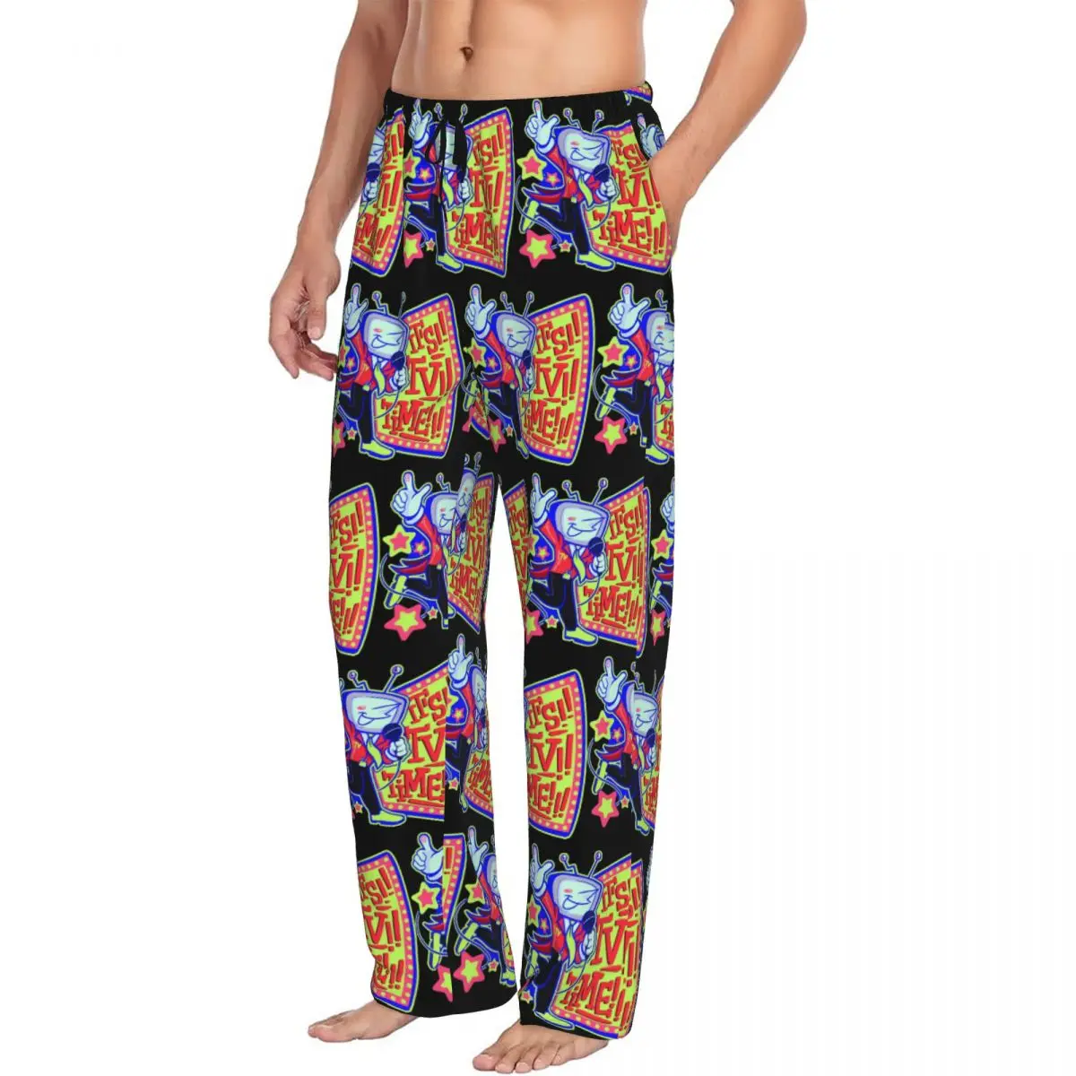 Custom Deltarune Mr Tenna's TV Time Men Pajama Pants Lounge Sleep Sleepwear Bottoms with Pockets