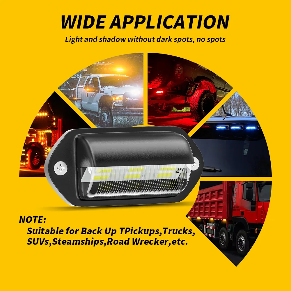 2pcs White LED License Plate Light 12V 24V DC Waterproof 6-SMD License Plate Lamp Taillight For Truck SUV Trailer Side Lights