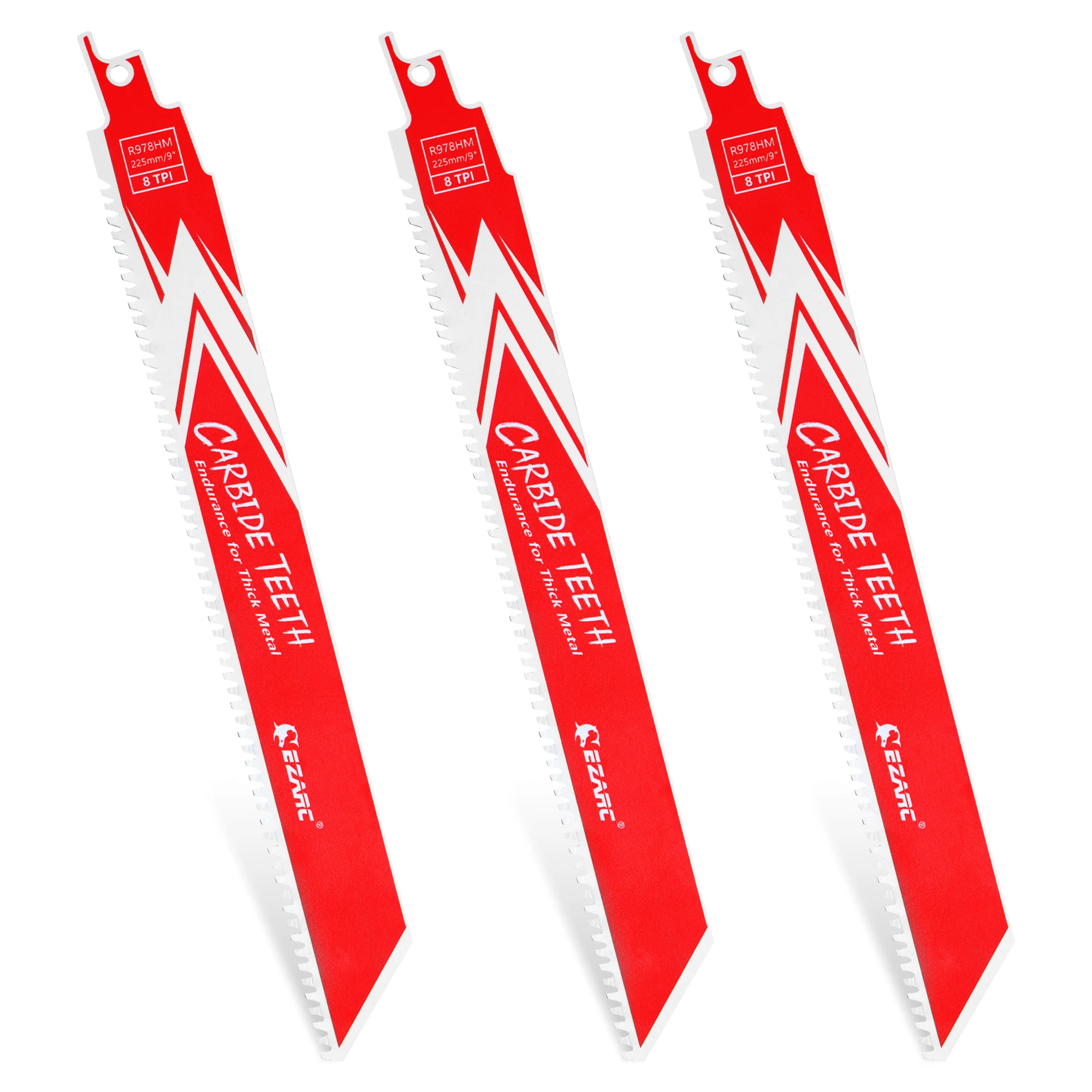 EZARC 9-Inch Carbide Reciprocating Saw Blades, 225mm 8TPI Heavy-Duty Saw Blades for Thick Metal,  Cast Iron, Alloy Steel