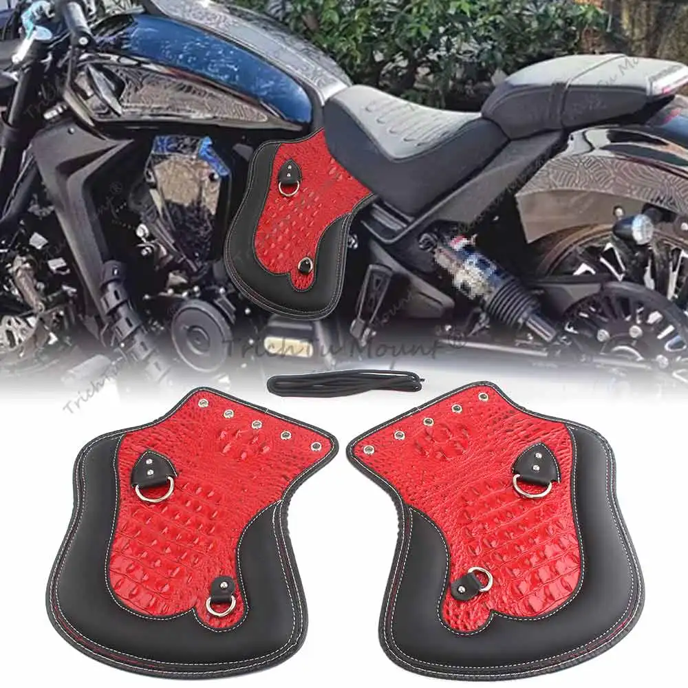 Motorcycle Cooling Crocodile Leather Style PU Leather Heat Shield Deflectors For Harley Honda Suzuki Yamaha Indian Universal 