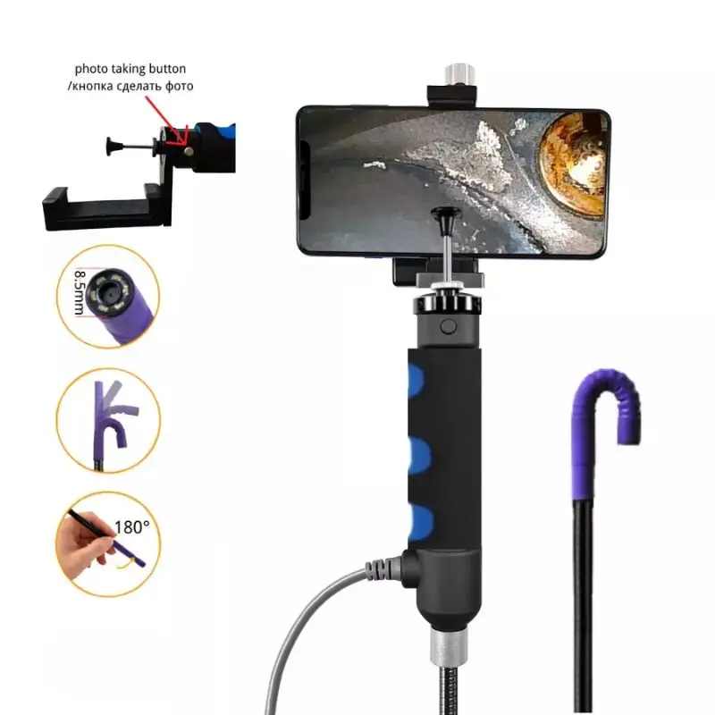 

JPROBE180 Degrees Rotatable Industrial Endoscope Camera 8.5mmAutomobile Carbon Deposit Detection Pipe Inspection For Androi/IOS