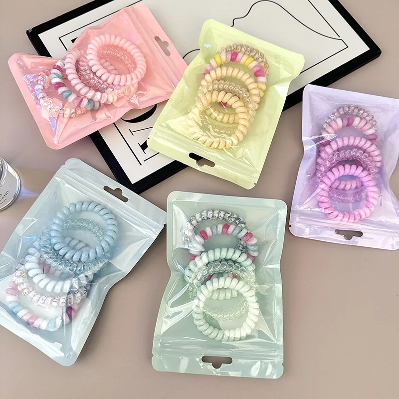 5Pcs/set Candy Color Elastic Hair Bands Korean Accessories for Girls Hair Ties Frosted Spiral Cord Rubber Rope Stretch Headwear