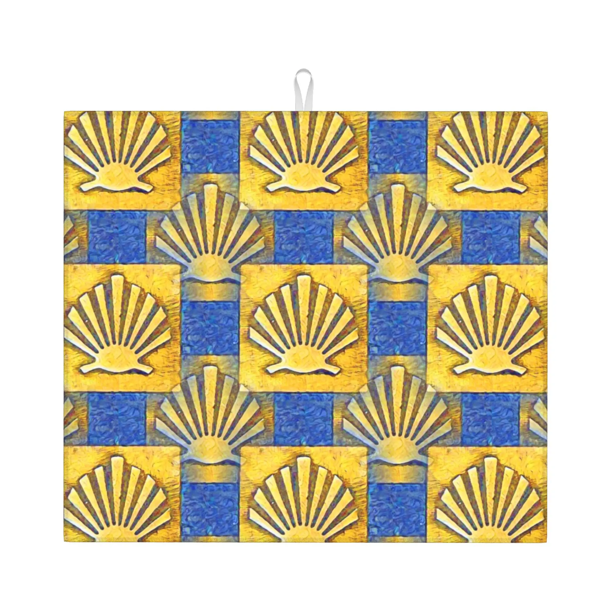 Camino De Santiago Scallop Shell Non‑Slip Waterproof Absorbent Barware Tableware Oil Proof Reusable Drying Mat For Kitchen