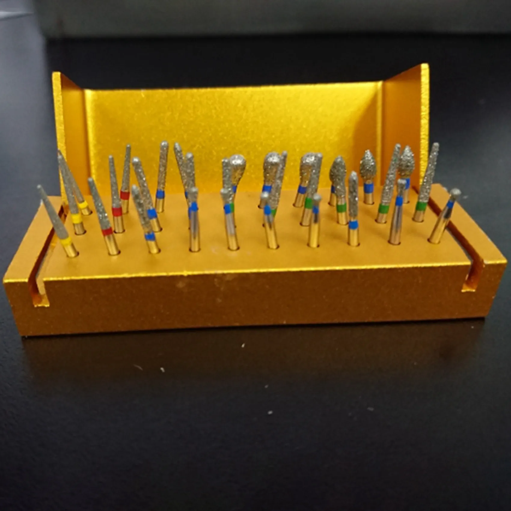 Abyo 300 pçs/set brocas de diamante + bloco suporte peça mão alta velocidade instrumento alumínio para clareamento dos dentes