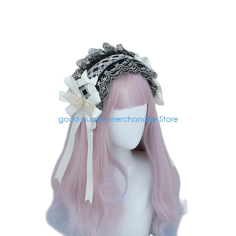 

Y5JD Gothic Bows Hairbands Photo Props Lace Ribbon Headbands Party Fun Headpiece