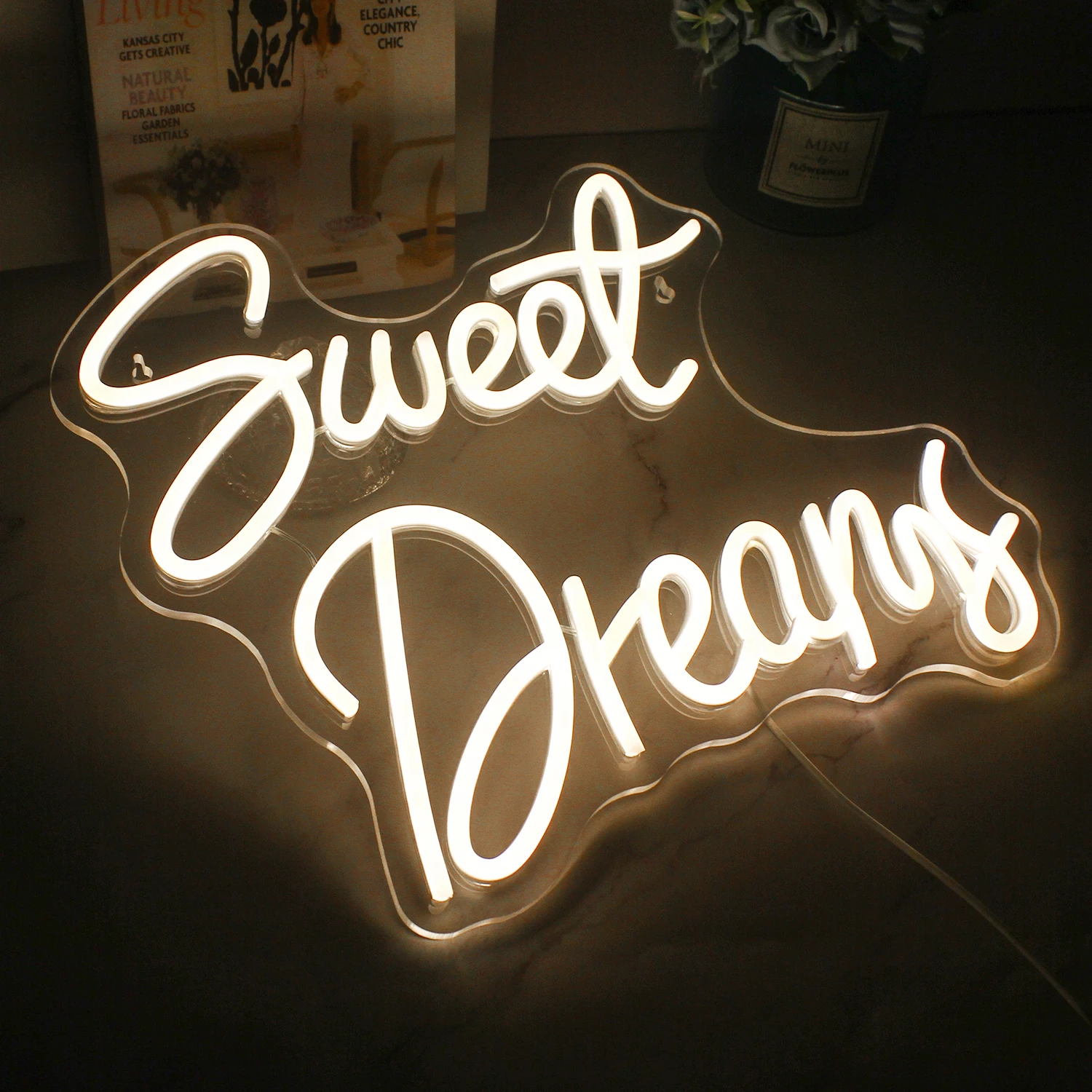 Sweet Dreams Neon Sign LED Room Wall Decor USB Powered Hanging Acrylic With Switch For Party Bedroom Kids Room Club Bar Decor